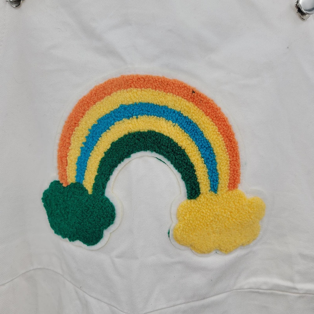 SHEIN EZwear Floral Print Rainbow Patched Jumpsuit Overalls